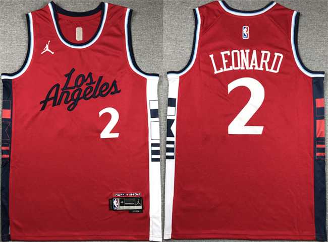 Men%27s Los Angeles Clippers #2 Kawhi Leonard Red Stitched Jersey